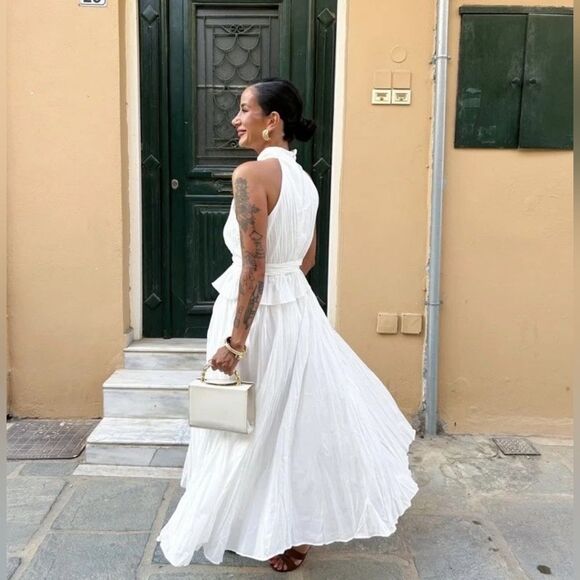 NWT ZARA ZARA NWT WOMAN SS25 PLEATED HALTER TOP OYSTER-WHITE | 0387/077 - Picture 9 of 15